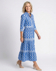 Ysolde | Midi-jurk met 3/4 mouwen en kettingpatroon