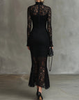 Elvera - Elegante zwarte maxi-jurk met kant