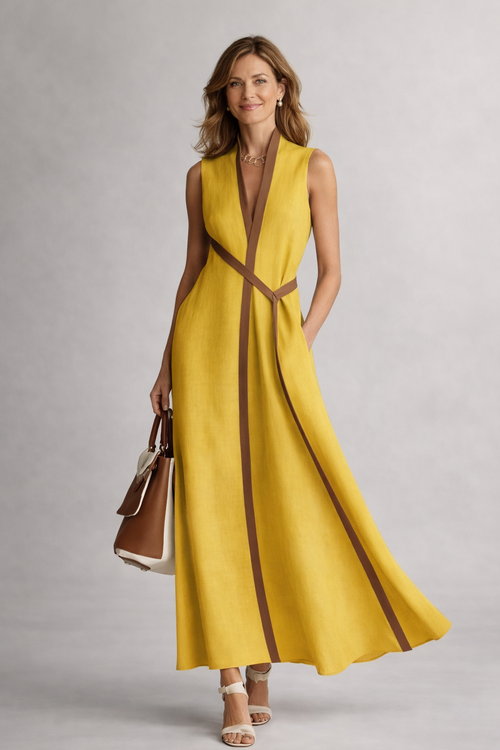 Celeste - Elegante Maxi Jurk met Kleurblokdetails