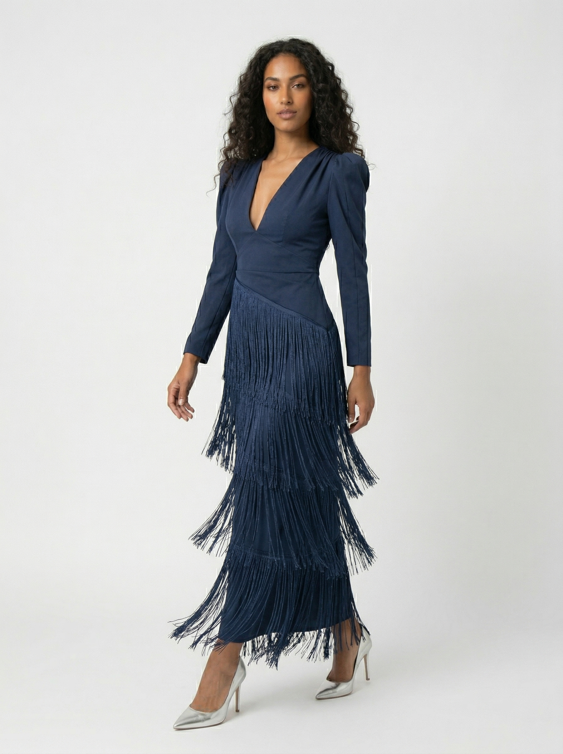 Clara | Elegante fringed jurk met mouwen