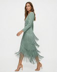 Clara | Elegante fringed jurk met mouwen