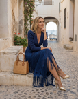 Clara | Elegante fringe jurk met mouwen