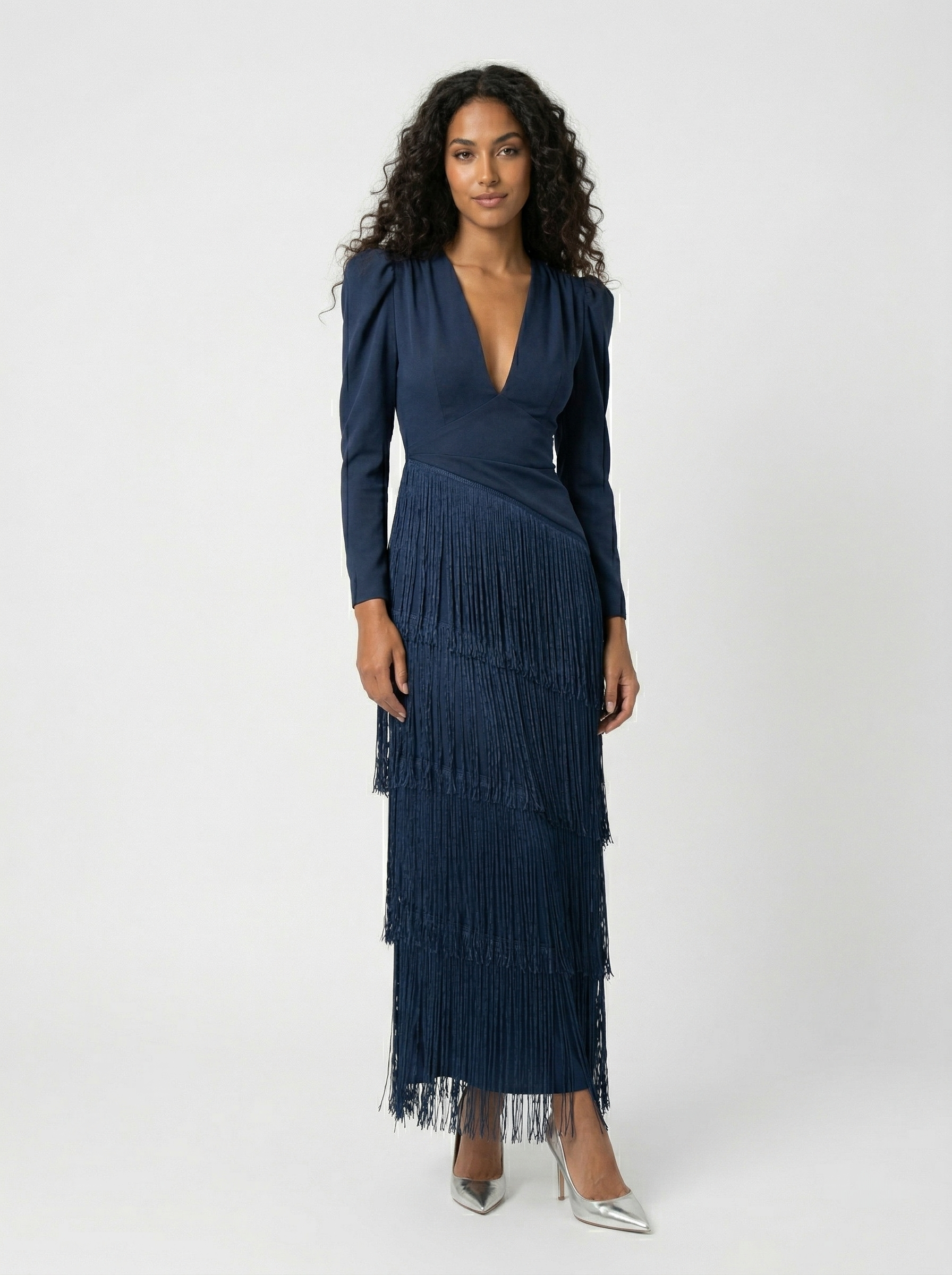 Clara | Elegante fringed jurk met mouwen