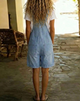 Isabel - Korte denim jumpsuit met zachte katoenlook en vintage wasbeurt Lichtblauw