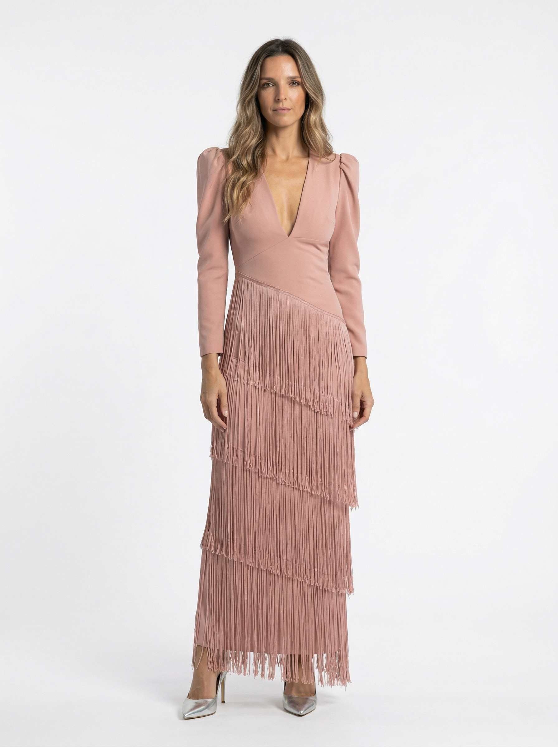 Clara | Elegante fringed jurk met mouwen