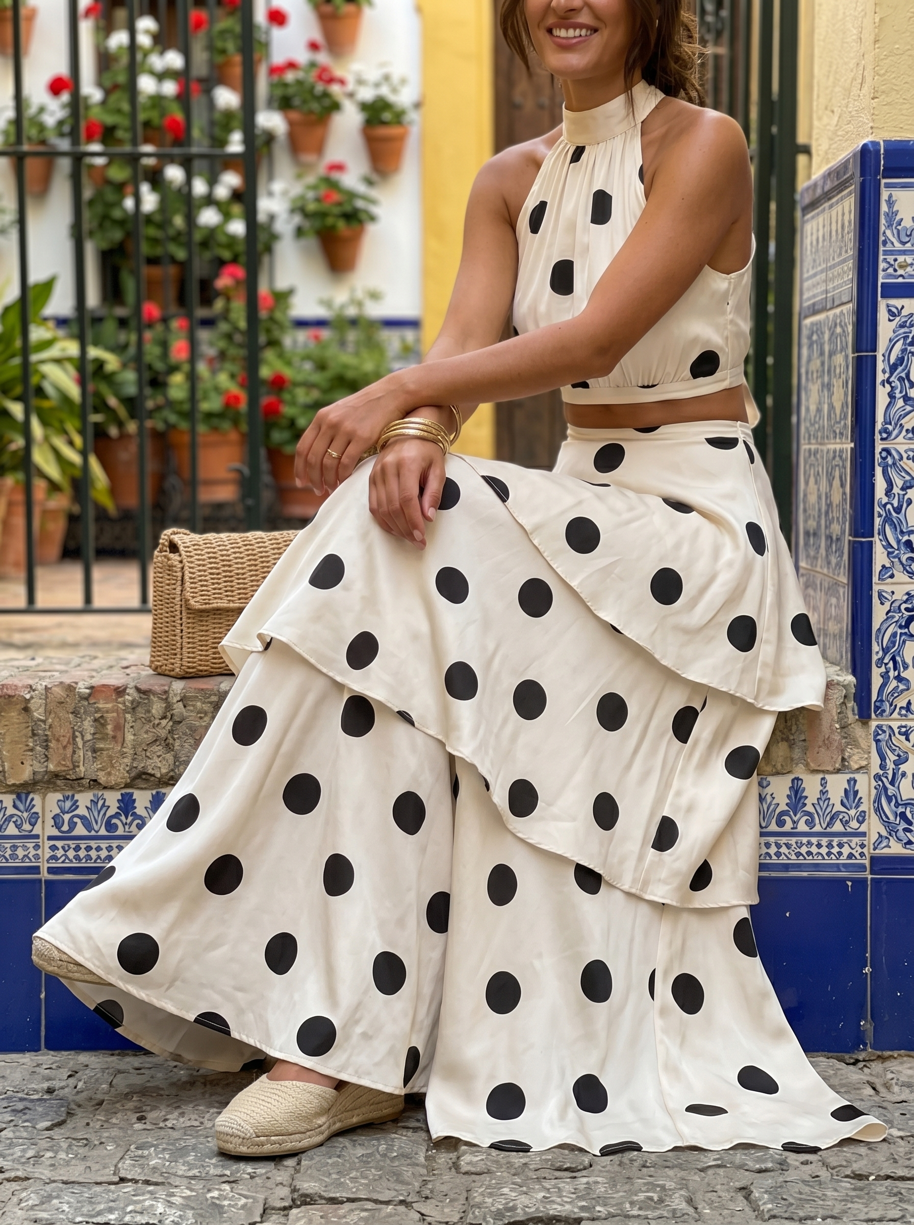 Lucía | Set top en lange rok met stippen · BEPERKTE EDITIE