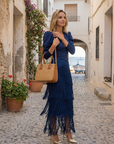 Clara | Elegante fringe jurk met mouwen