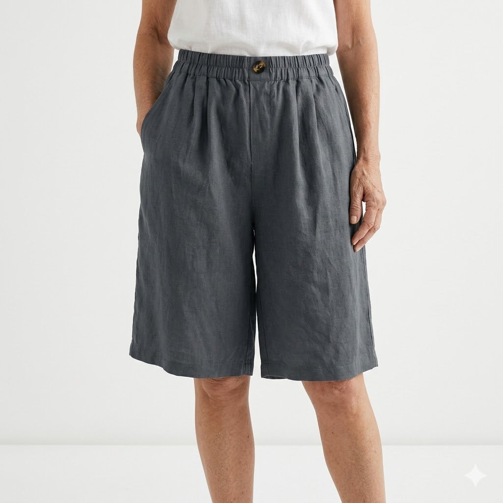 Wandeline™ — Korte ruime elastische taille comfortabele natuurlijke zomerbroek
