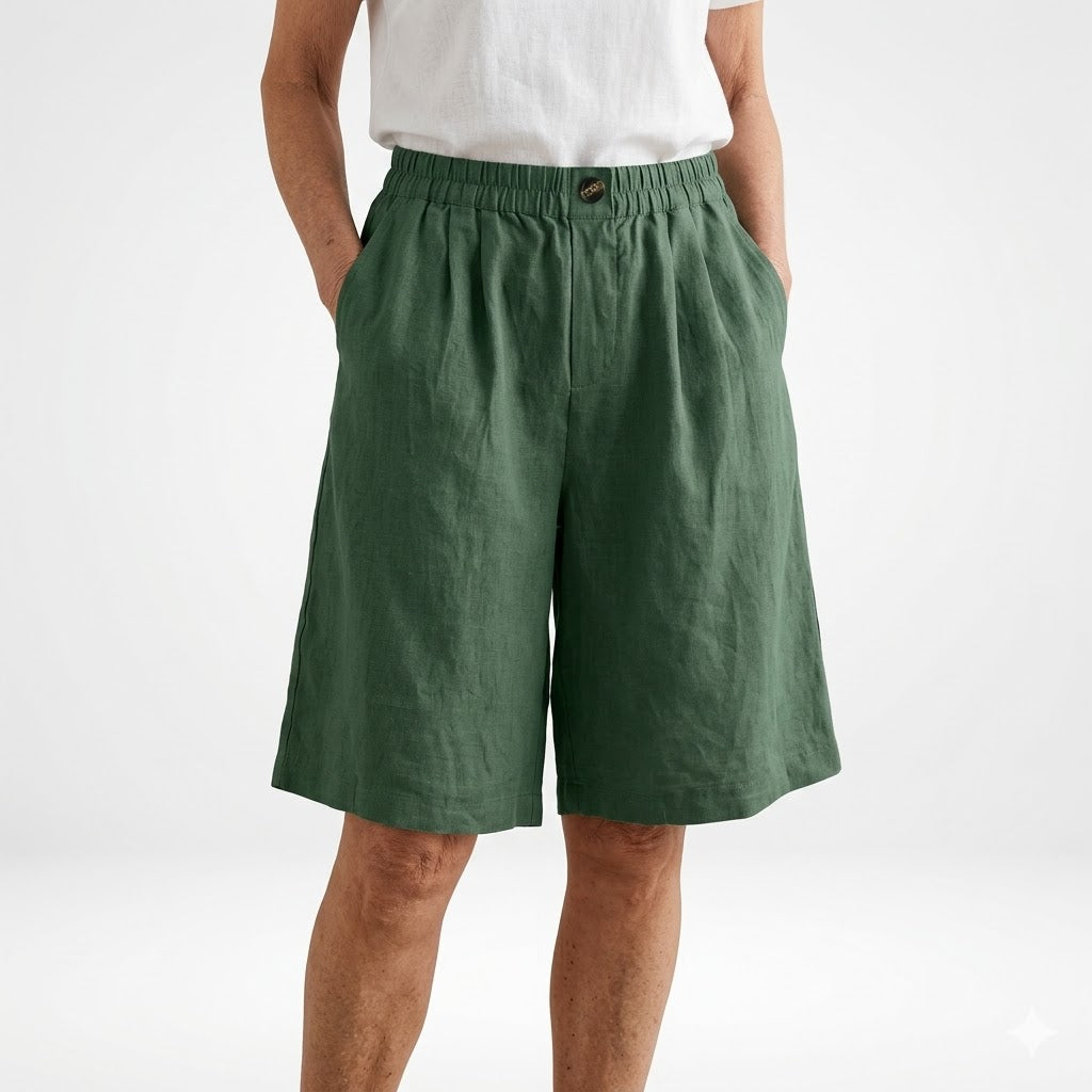 Wandeline™ — Korte ruime elastische taille comfortabele natuurlijke zomerbroek