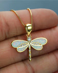 Gouden Libelle Halsketting met Opale