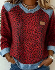 Hollyn™ | Luipaardprint Trui met Denim Kraag