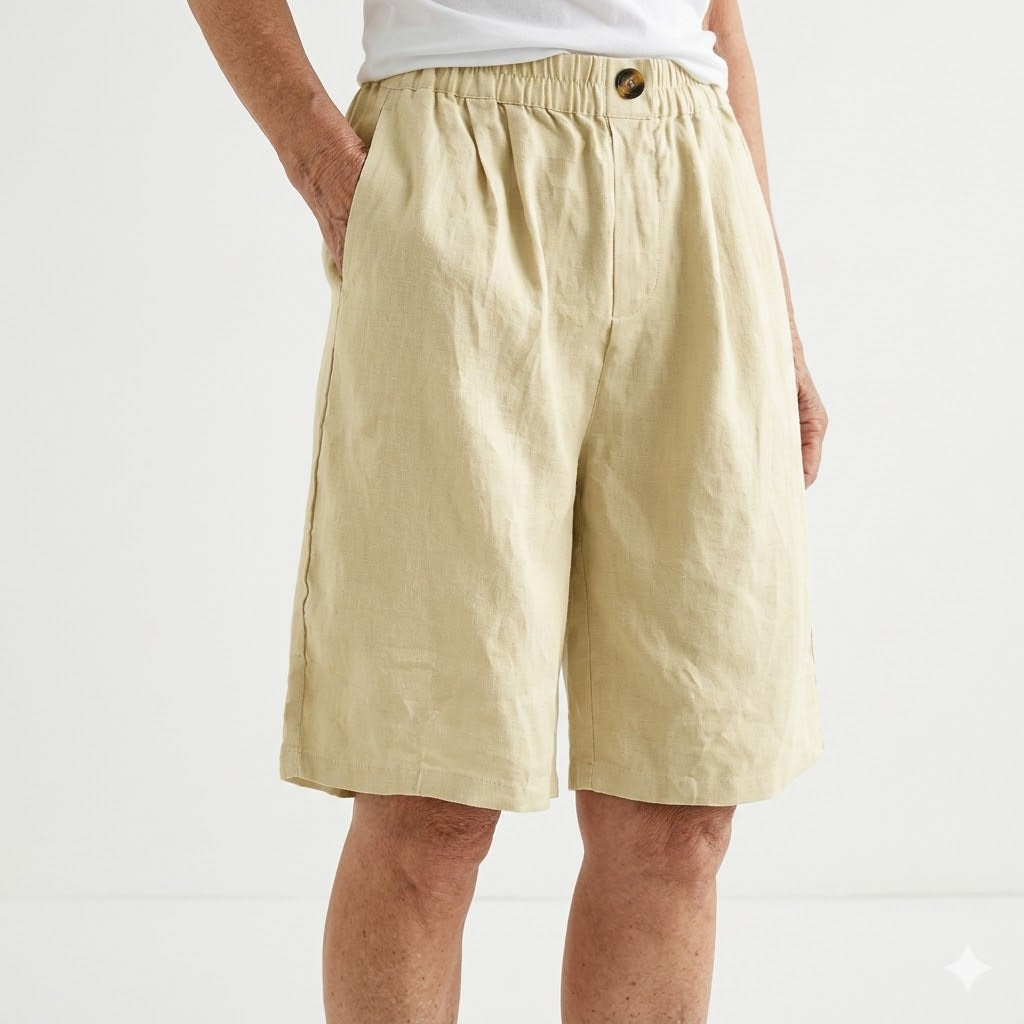 Wandeline™ — Korte ruime elastische taille comfortabele natuurlijke zomerbroek