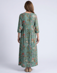 Marina | Maxi jurk met V-hals en bloemenprint met driekwartmouwen