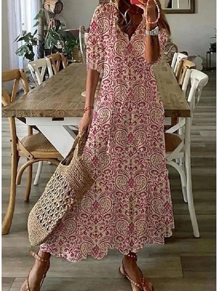 Élodie™ — Elegante fluwelen maxi jurk met bloemenprint
