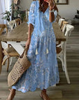 Élodie™ — Elegante fluwelen maxi jurk met bloemenprint