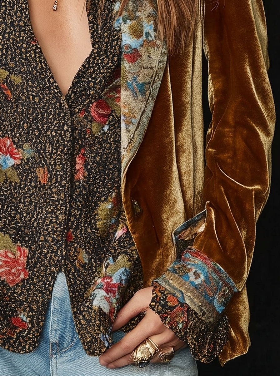 Marcela | Blazer van Patchwork met Vintage Bloemenprint