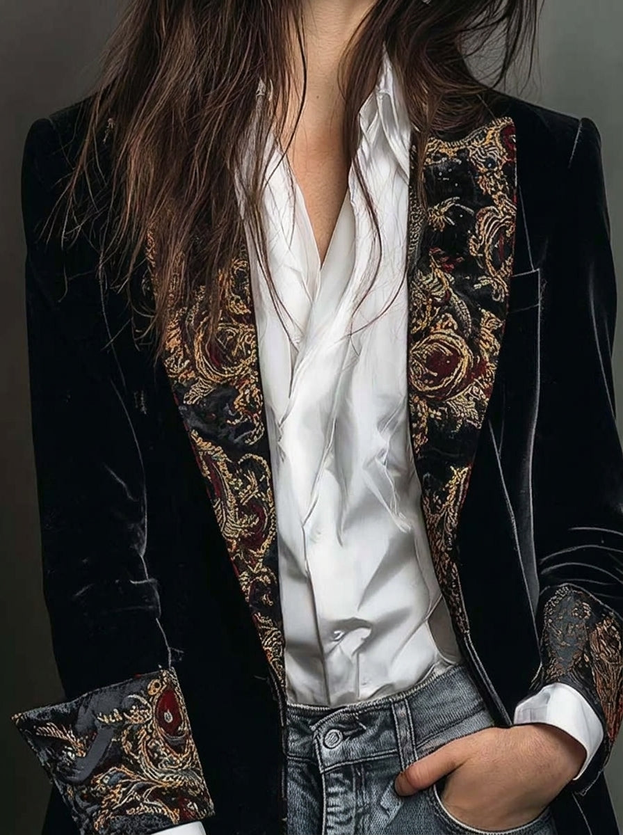 Marta | Blazer met Getailleerde Snit en Barokprint