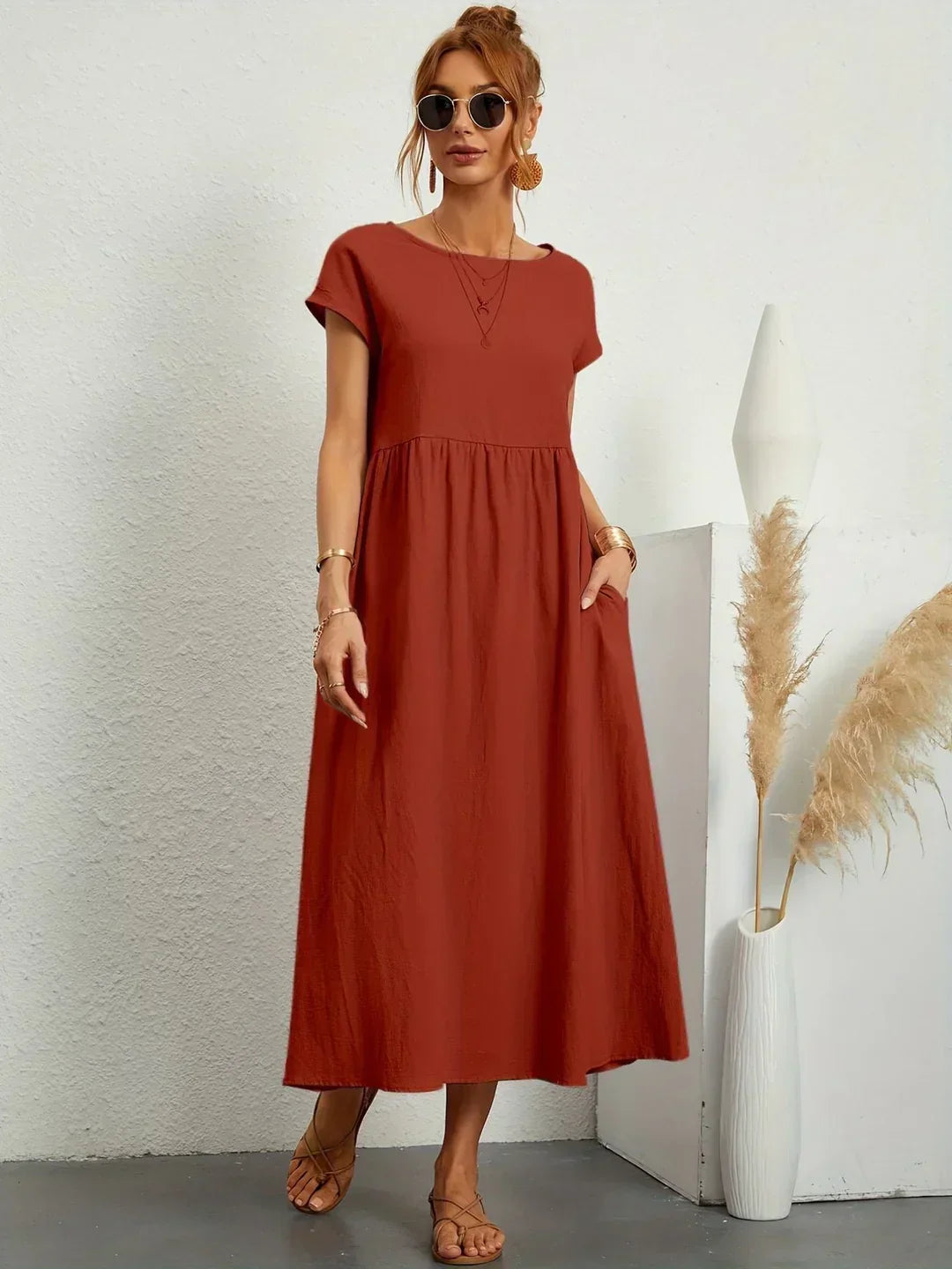 Gabrielle™ — Midi jurk met tijdloze elegante stof