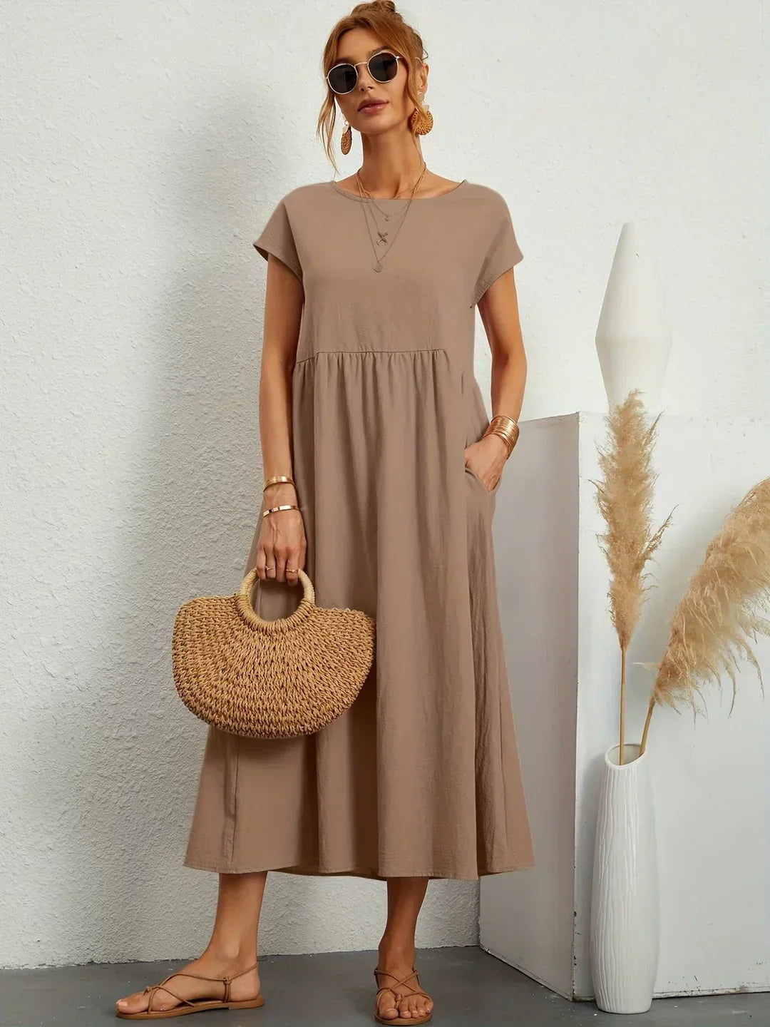 Gabrielle™ — Midi jurk met tijdloze elegante stof