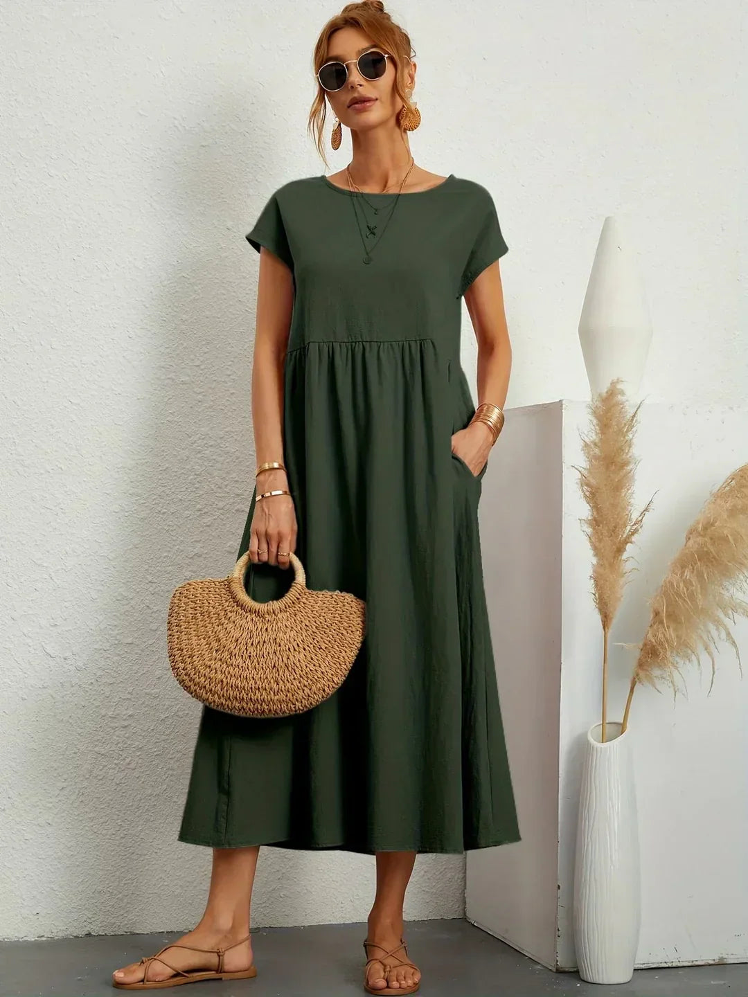 Gabrielle™ — Midi jurk met tijdloze elegante stof