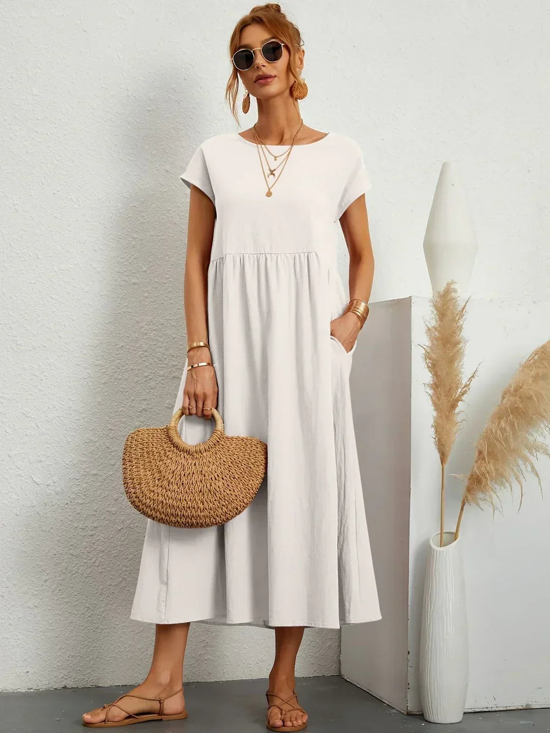 Gabrielle™ — Midi jurk met tijdloze elegante stof