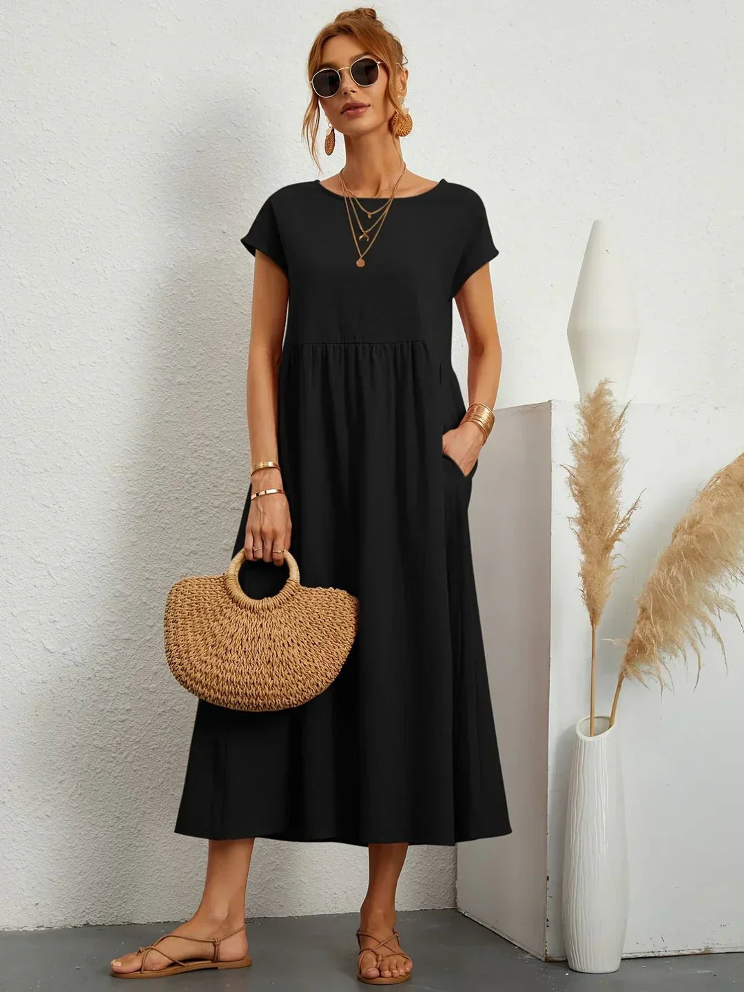 Gabrielle™ — Midi jurk met tijdloze elegante stof