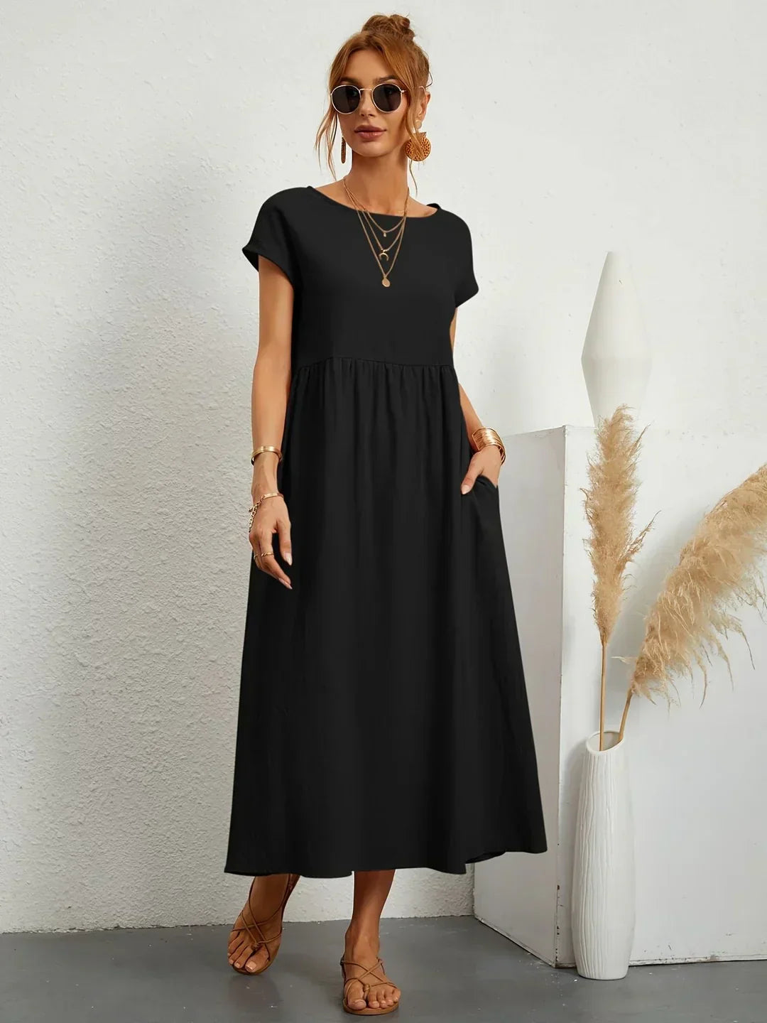 Gabrielle™ — Midi jurk met tijdloze elegante stof