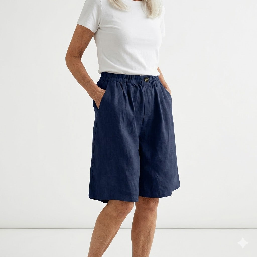 Wandeline™ — Korte ruime elastische taille comfortabele natuurlijke zomerbroek