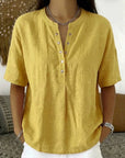 Sabine | Effen kleur blouse met halve mouwen