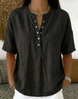Sabine | Effen kleur blouse met halve mouwen