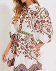 Romy - Elegante jurk met print en blousekraag