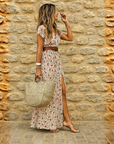 Joselin™ – Lange bohemien jurk met luchtige stof en riem