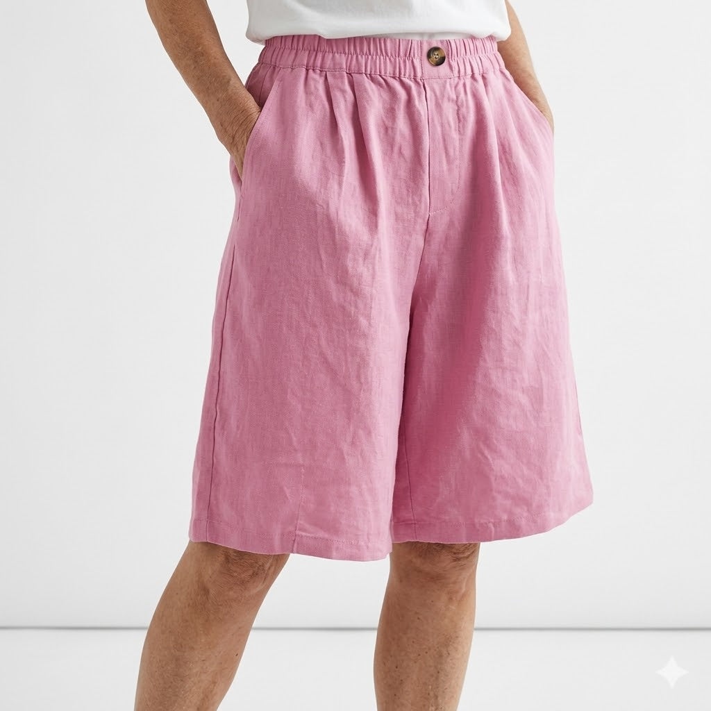Wandeline™ — Korte ruime elastische taille comfortabele natuurlijke zomerbroek