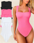 Angelique – Corrigerende geribbelde bodysuit met vierkante hals