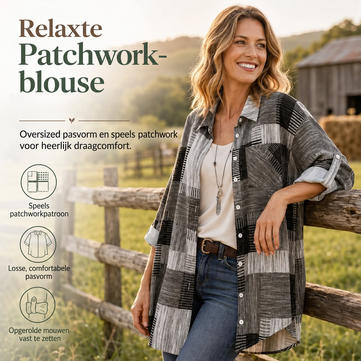 Signe | Loszittende geruite blouse