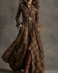 Jessica · Lange geruite jurk met riem