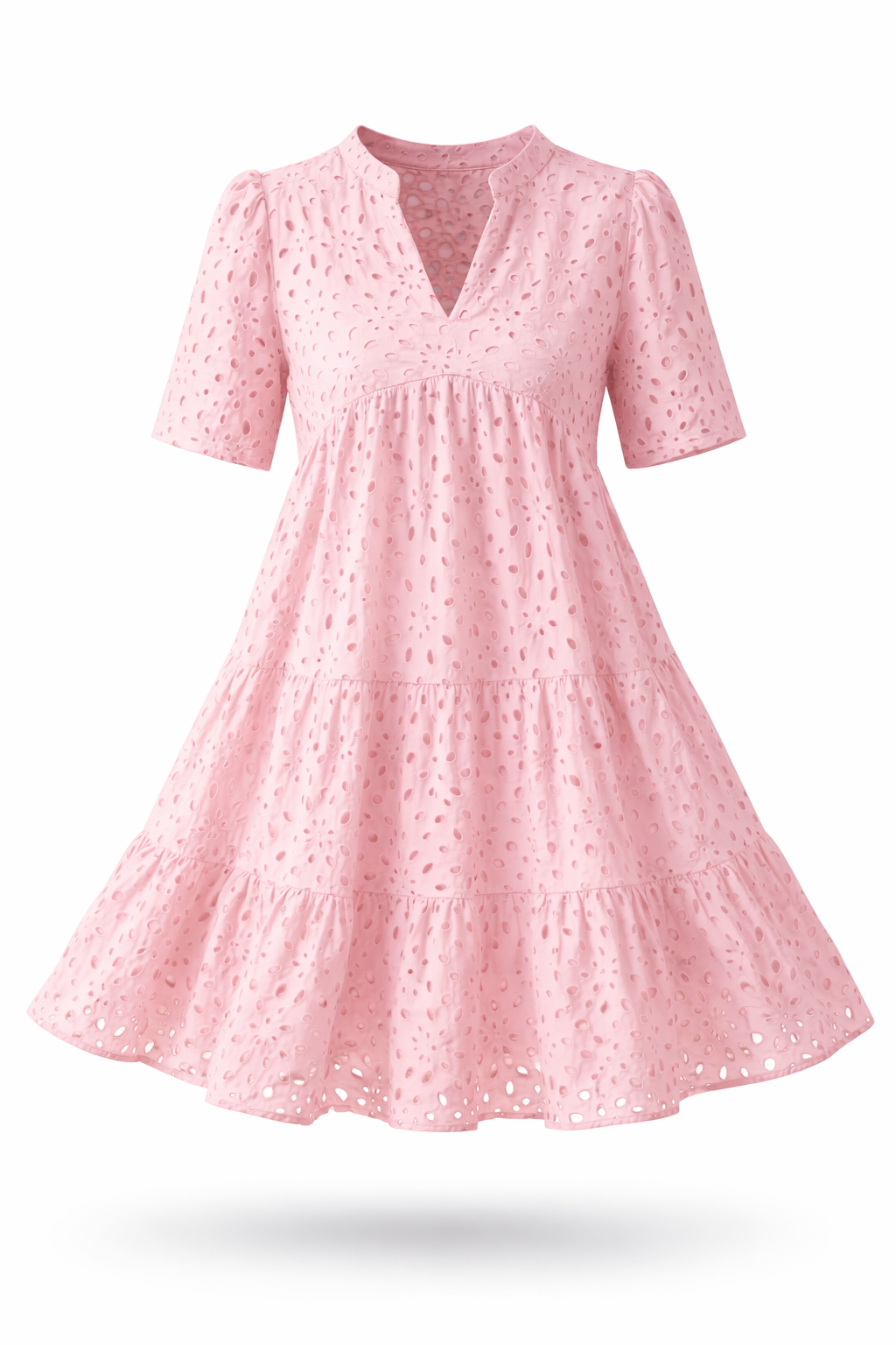 Fleur – Broderie Jurk met V-hals en A-lijn rok