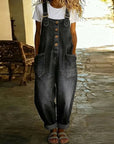 Carmen - Vintage denim jumpsuit van zacht katoen met verstelbare schouderbanden