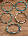 Boho armbandenset met turquoise kralen