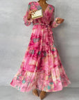 LUCIA | Lange zomerjurk met bloemmotief en verstelbare silhouet