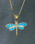 Gouden Libelle Halsketting met Opale