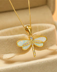 Gouden Libelle Halsketting met Opale