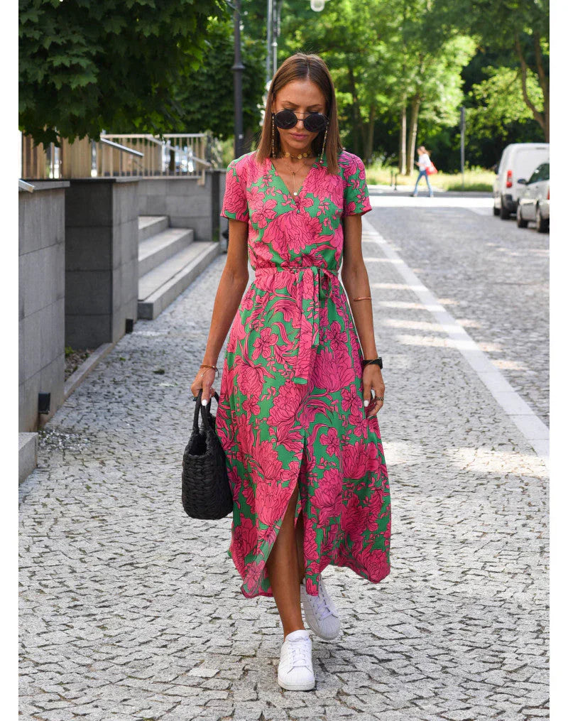Nicole - Elegante Jurk met V-hals en Vormgevend Ontwerp