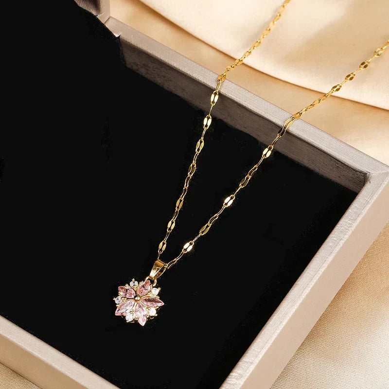 Collier Sakura Rose Romantique in RVS