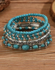 Boho armbandenset met turquoise kralen
