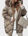 Denisa™ | Dames midi parka met gebreide mouwen