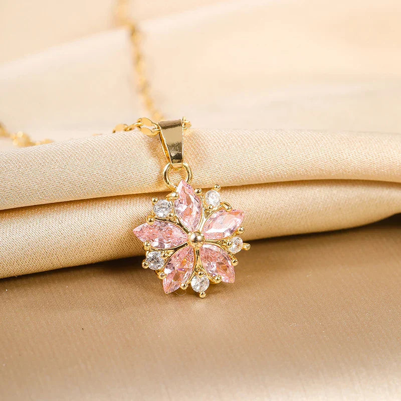 Collier Sakura Rose Romantique in RVS