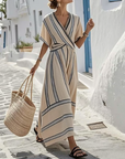 Fynna - Elegante linnen jurk met kruisband