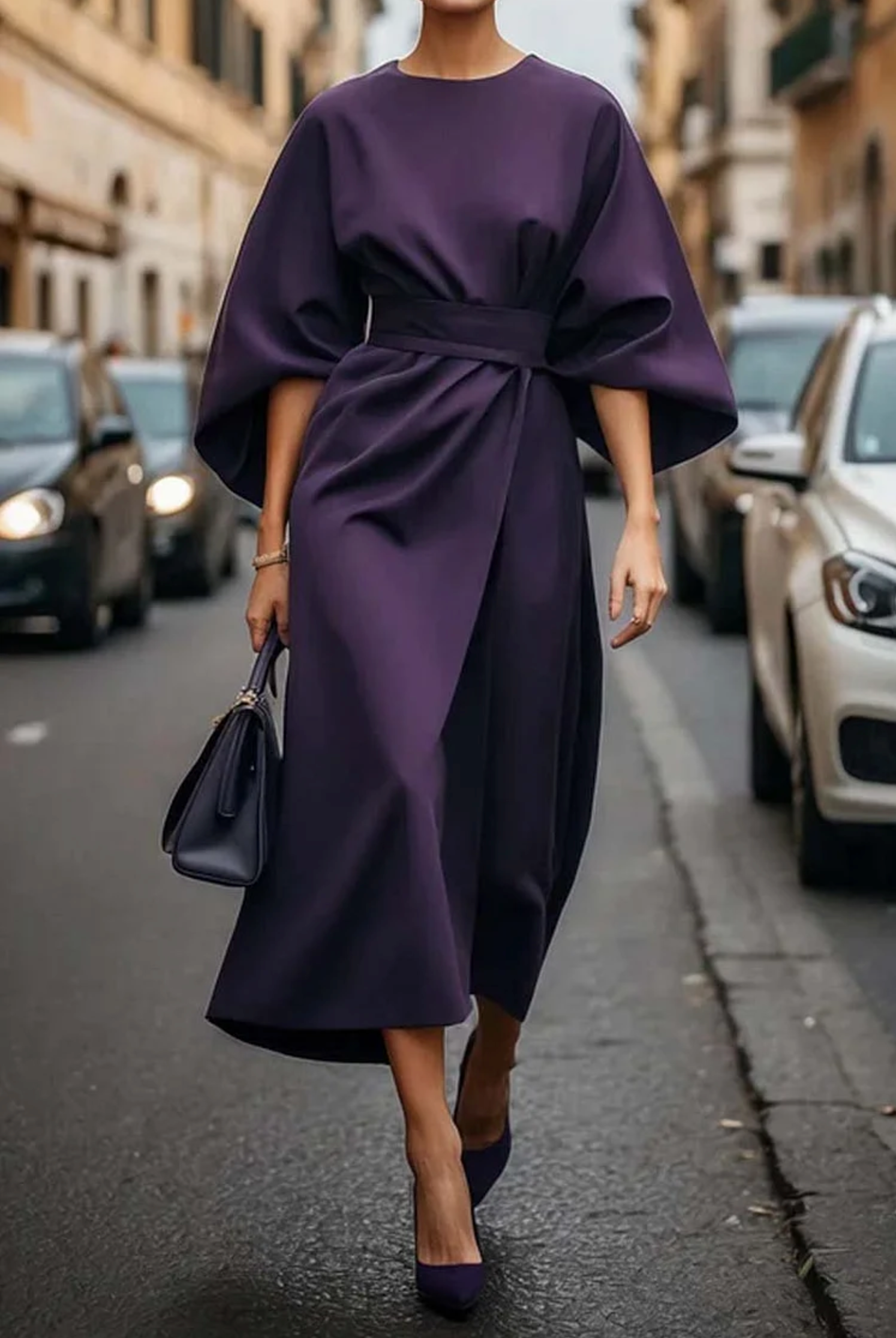 By Esmee - Tijdloos elegante jurk met lantaarnmouwen
