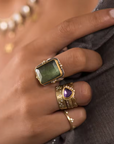 Retro Franse Vierkante Kristallen Ring